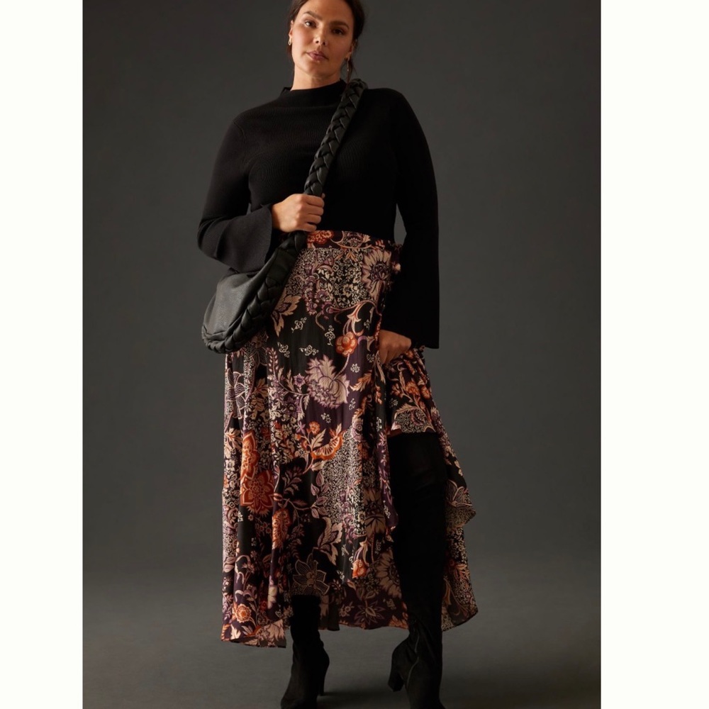 NWT Anthropologie Maeve Ruffled True Wrap Floral Flowy Maxi Skirt - Picture 8 of 17